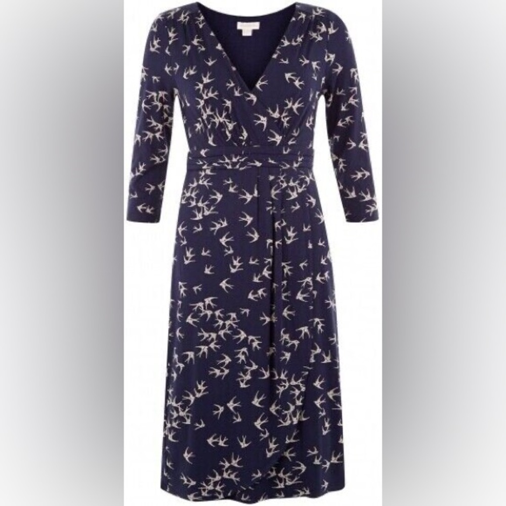 Monsoon | Swallow Print Dress in Navy